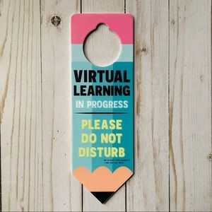 New! Faux Wooden Virtual Online Learning Door Sign